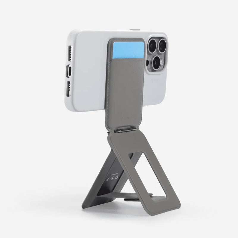 MOFT 磁吸三角手機支架 + 卡套 MOVAS (兼容MagSafe) showcasing a phone stand and card holder.
